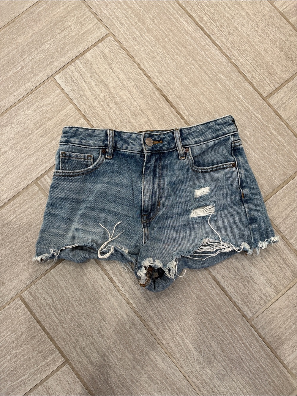 PacSun Distressed Light Blue Denim Cutoff Shorts